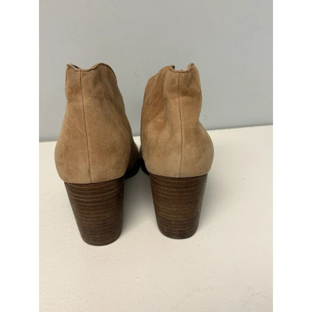 Lucky Brand Joal Suede Peep Toe Ankle Booties Tan Brown Size 10 M